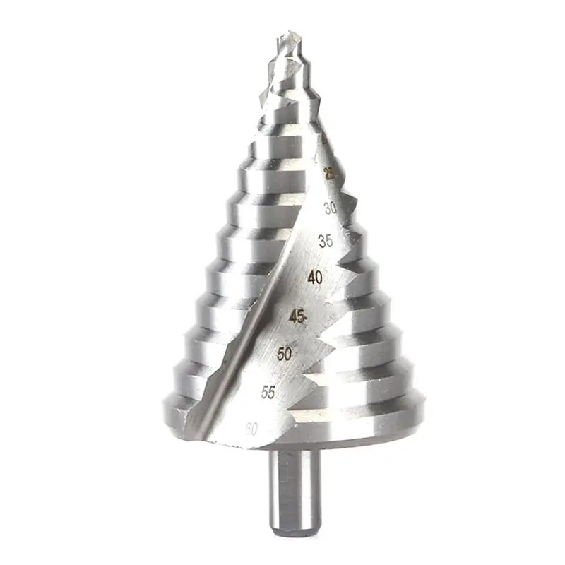 

[HOT!A34R】 6-60Mm Step Drill Bit Spiral Groove Pagoda Hole Metal Sheet Cone Drill Bit Triangular Shank Step Hole Opener Reamer