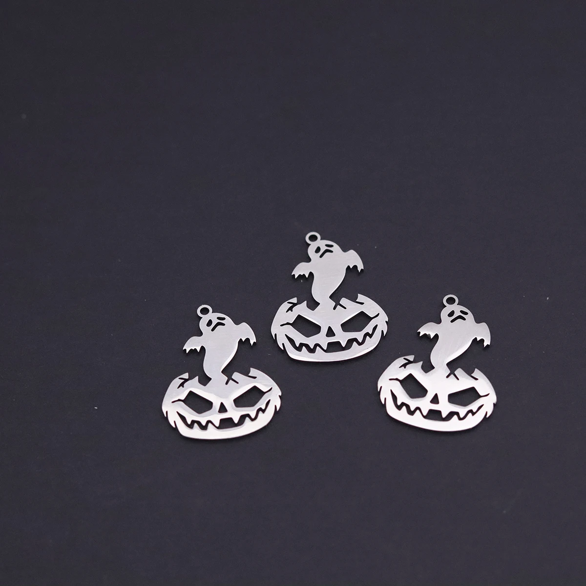 3pcs Halloween Pumpkin Ghost Jack-O'-Lantern Charms Stainless Steel Pendants DIY Bracelet Earrings Jewelry Making Wholesale