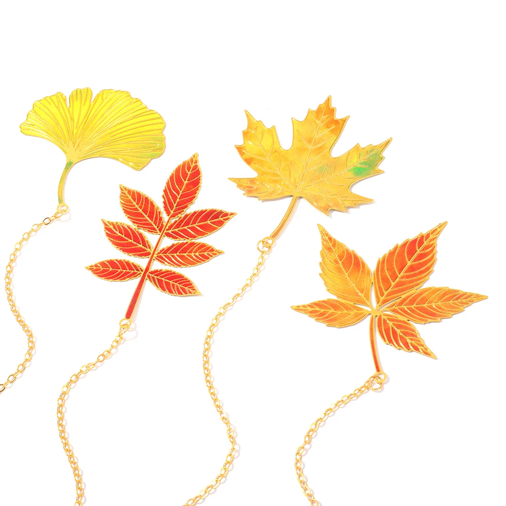 علامة مرجعية جميلة وفريدة من نوعها على شكل أوراق نباتية مع سلسلة، مناسبة لمحبي الكتب والكتاب كعلامة مرجعية عتيقة.