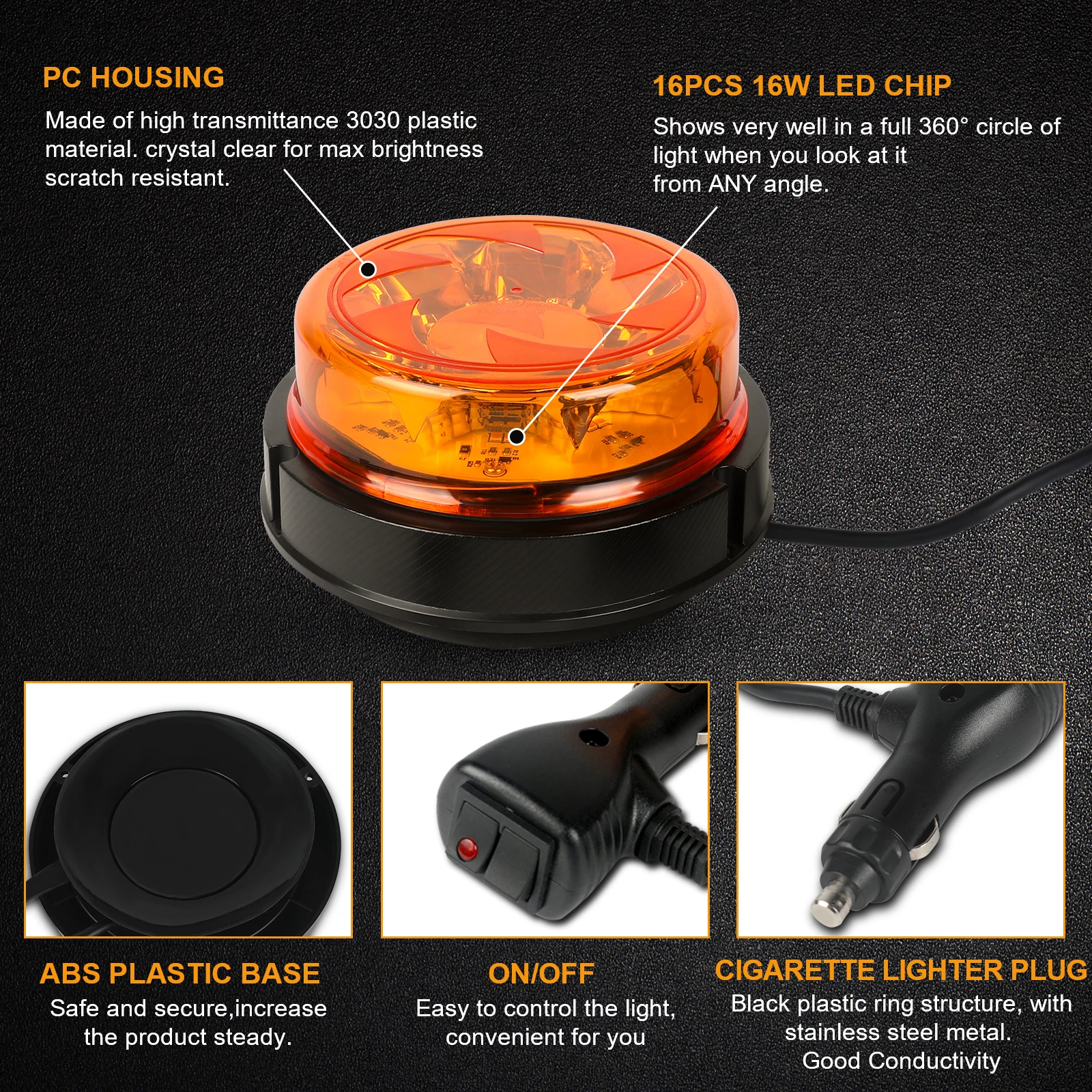 Emergency Strobe Light Set Vehicles Amber Warning Beacon Rotating Light Flashing Police Multipurpose Led Tractor Accessories