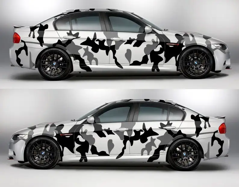 Universal Car Camouflage Vinyl Stickers Decal Kit Camo Car Stickers Black & Grey car side graphic wrap sticker customize