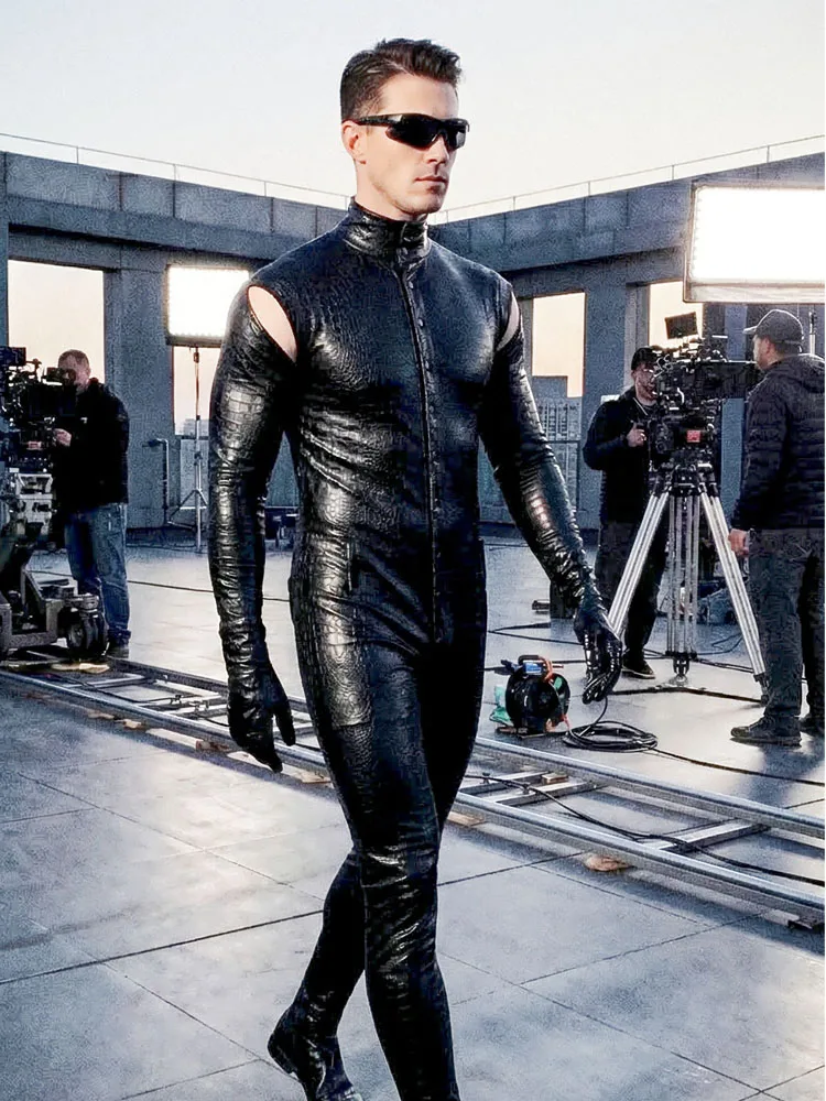 

Костюм-комбинезон из искусственной кожи с принтом под крокодила, для косплея, сценических выступлений, танцев, унисекс