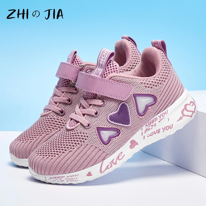 

Летние сетчатые дышащие повседневные кроссовки для девочек, легкие кроссовки для студентов, розовые туфли на плоской подошве, милая спортивная и повседневная обувь