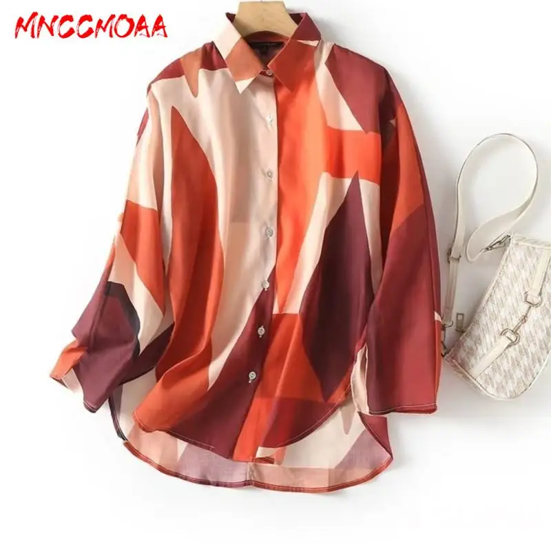 

MNCCMOAA 2024 Spring Autumn Women Fashion Single-Breasted Long Sleeve Shirt Female Casual Simplicity Versatile Blouse Top