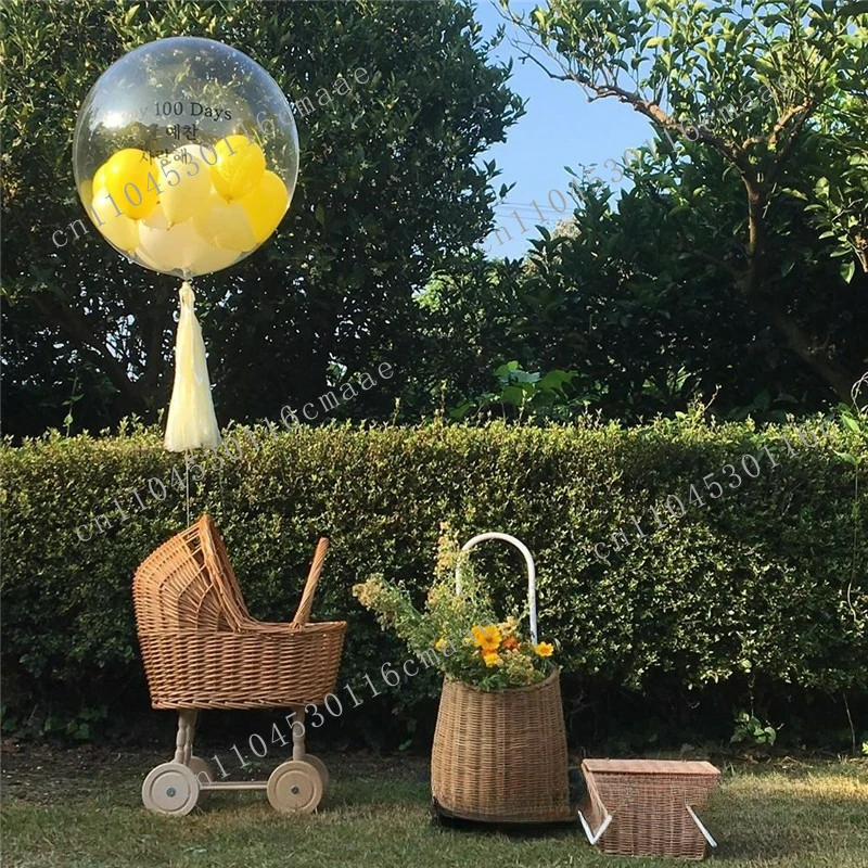 ins Korean rattan willow retro doll cart, children's room decoration, play cart, children's shooting props