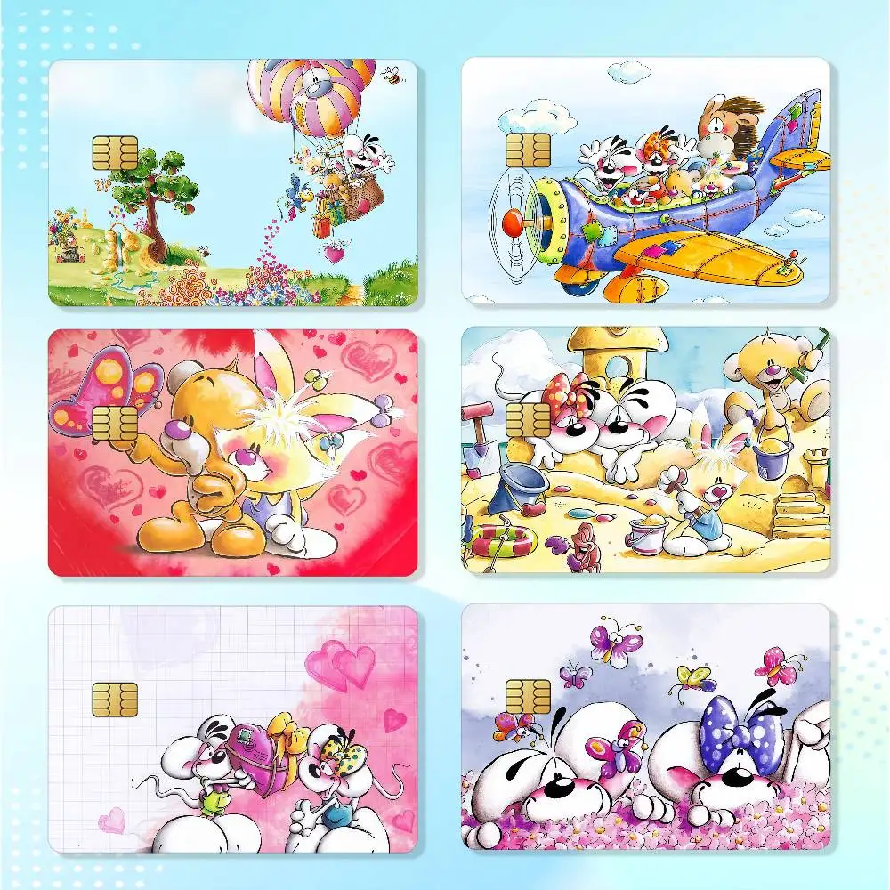 Cartoon D-Diddl Rat Waterproof Card Stickers For Credit Cards Debit Cards And Transit Cards 4pcs
