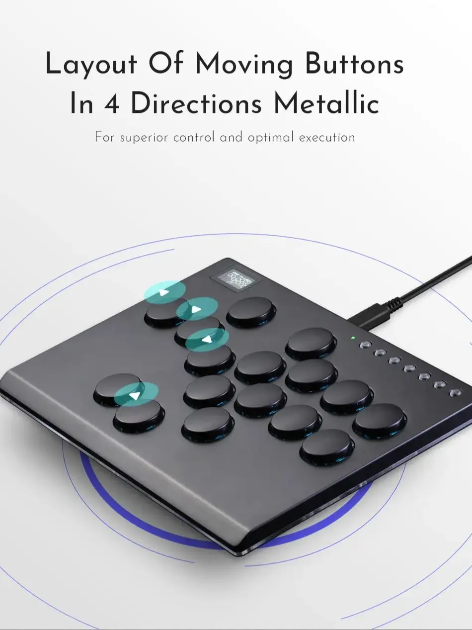 Haute42 M16 Aluminiumlegierung Hebelloser Hitbox-Controller Stickloser Arcade-Controller für PC/PS4/PS5 Fightstick Stickloser Hitbox