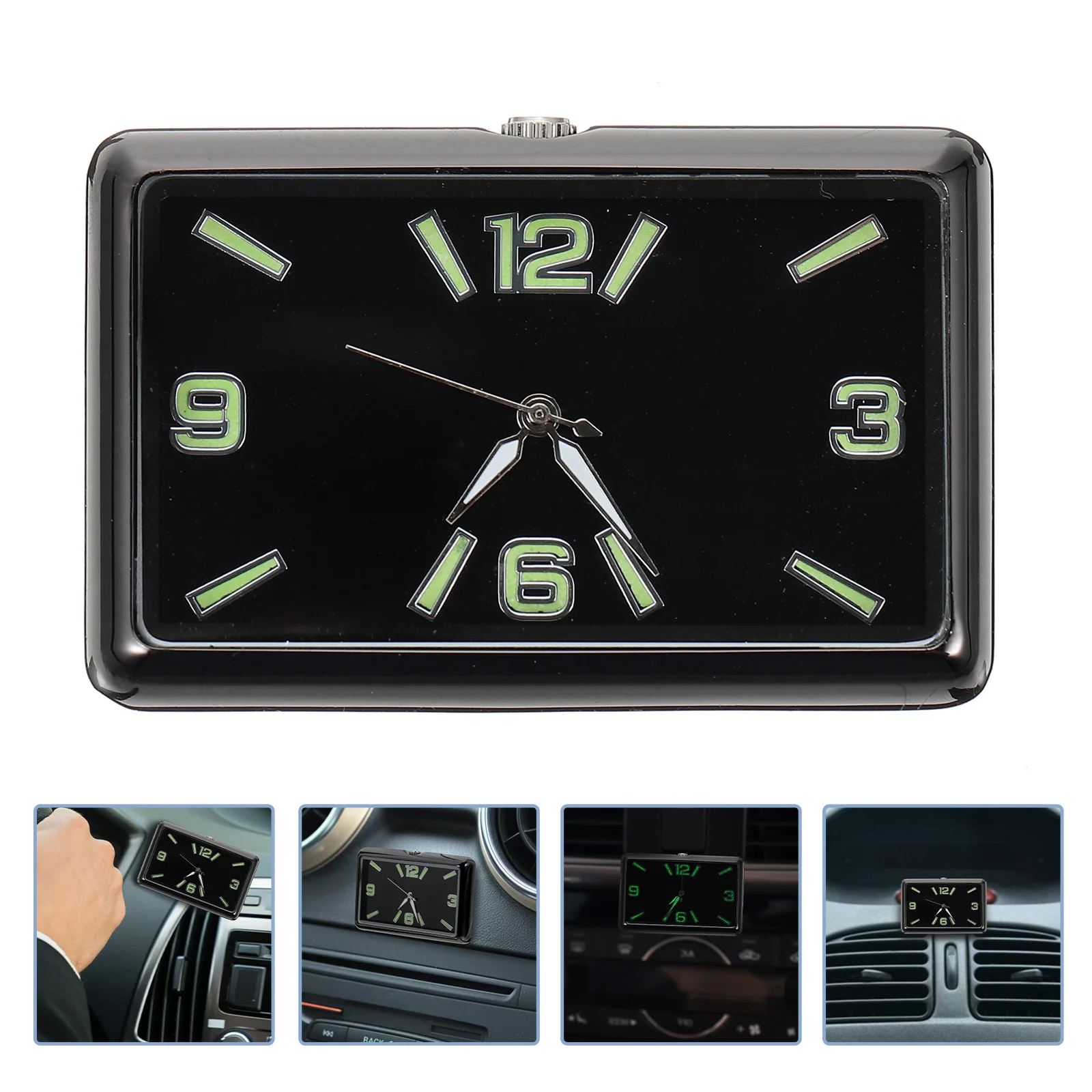 

Car Dashboard Tiny Clock Mini Fluorescent Analog Clock Square Adhesive Design Decorative for Car Interior Dashboard Decor
