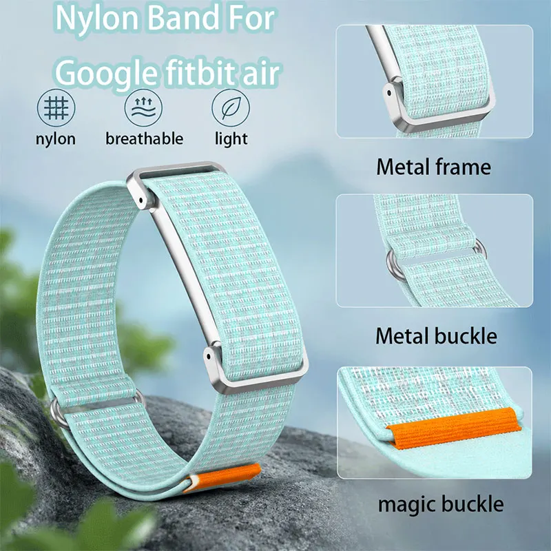 Nylon-metal Combination Watch Strap for Google Fitbit Air Unisex Soft Wear Resistant Replacement Band for Google Fitbit Air