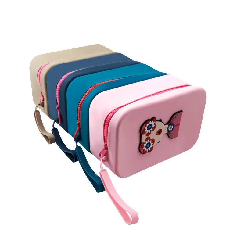 متعددة الأغراض حقيبة مستحضرات التجميل سيليكون حقيبة التخزين المنظم سحاب عازل للماء حمل كيس مزموم صندوق الغبار سعة كبيرة B1 #5