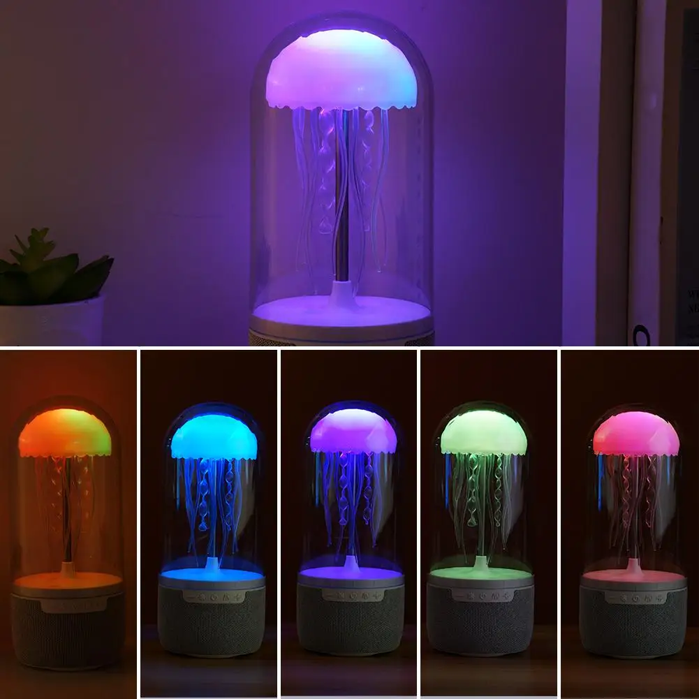 Creative Jellyfish Light Bluetooth Speaker 8 Colors LED 3D Surround Subwoofer Adjustable Atmosphere Bedroom Holiday Light L V2Q0
