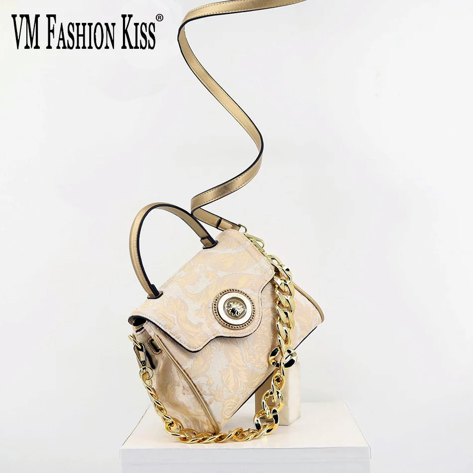 VM FASHION KISS Acrylic Chain Handbag Women's Bags 2024 Trends Luxury Design Microfiber Synthetic Shoulder Bag Crossbody Bag