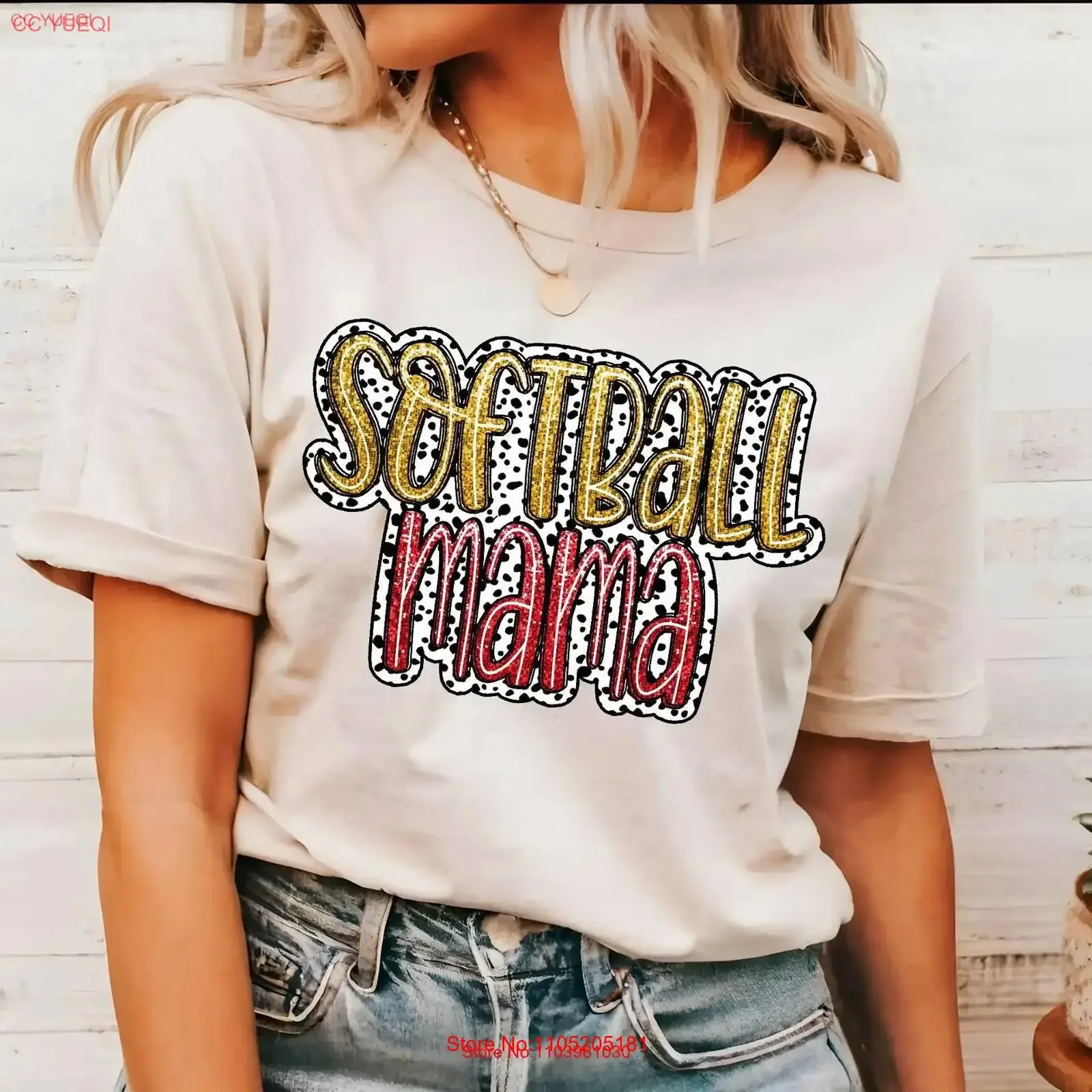 Softball Mama T Shirt Dalmatian Glitter SporT Mom vintage Washed streetwear graphic Breathable Top For Everyday Wear fashion