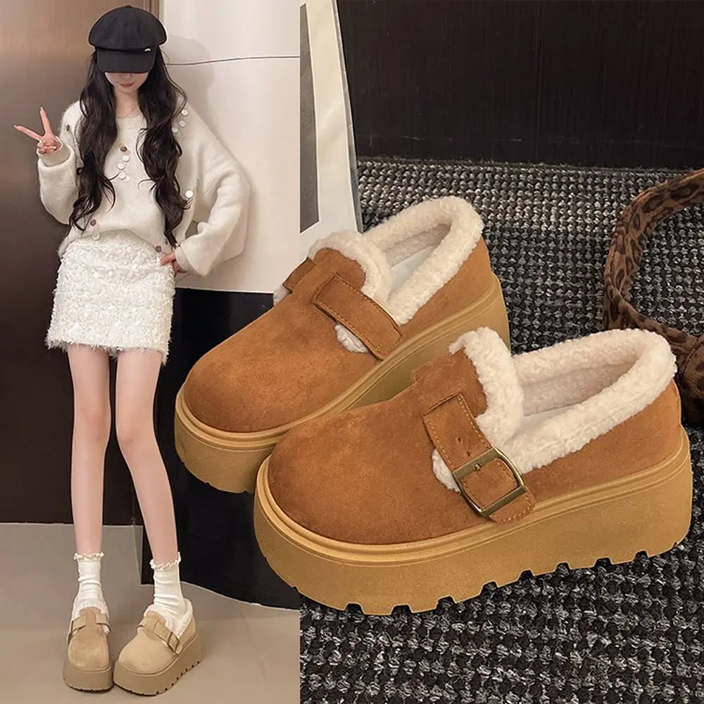 

Модные универсальные женские хлопковые туфли Birkent, лоферы на толстой подошве, зимние теплые туфли на плоской подошве с флисовой подкладкой и круглым носком