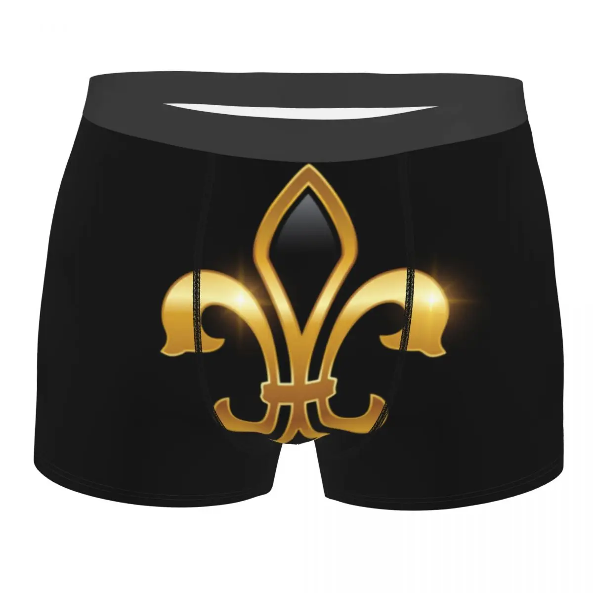 Men's Underwear Underpants Gold Mardi Gras Fleur De Lis Men Boxer Shorts Elastic Male Panties