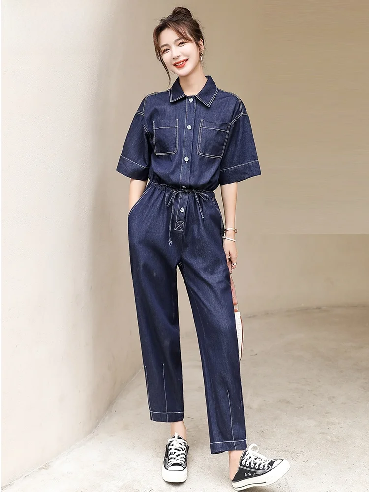 Combinaison en jean slim pour femme, nouvelle arrivée été, taille haute, amincissante, élégante, fine, pantalon une pièce