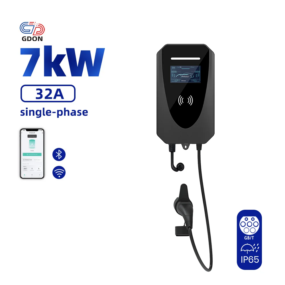 

GDON Commercial 7KW EV Charging Station Wall Mounted GB/T Connector RFID OCPP IP54 for Electric Vehicle