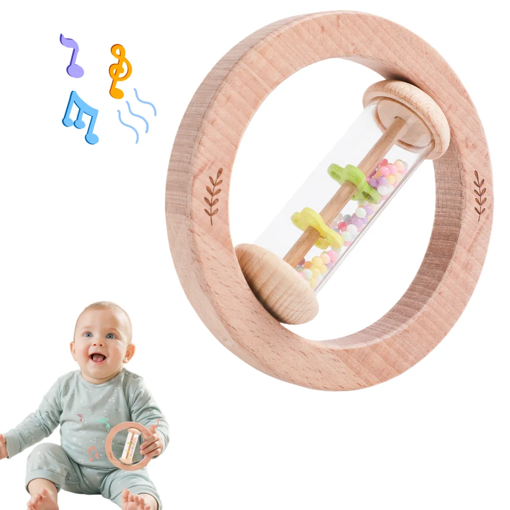 Hölzernes Montessori Regenmacher-Spielzeug Baby Musikinstrument Sensorisches Spielzeug Schüttelinstrument Feinmotorik Natürlicher Regenstab Früherziehung