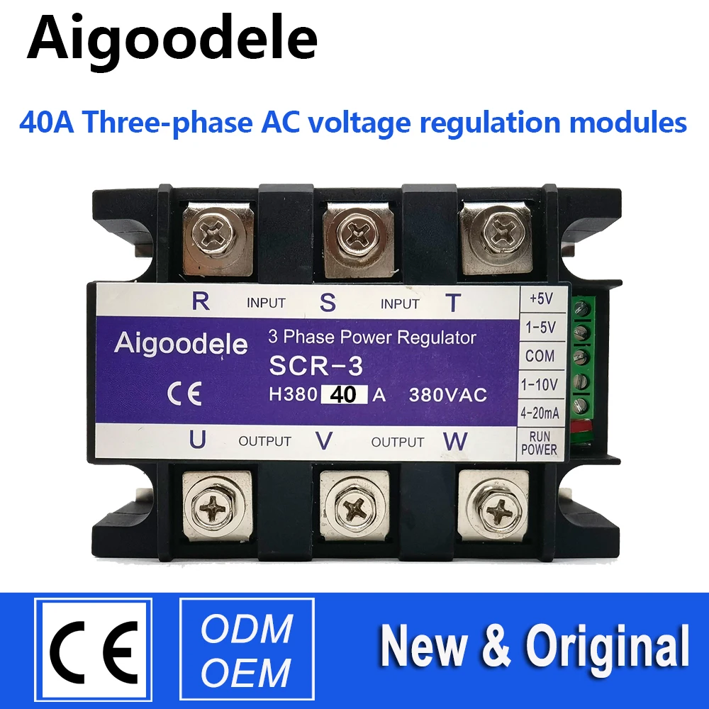 

40A 3-Phase AC Voltage Regulation Module SCR Power Regulator Thyristor 4-20MA Solid State Relay