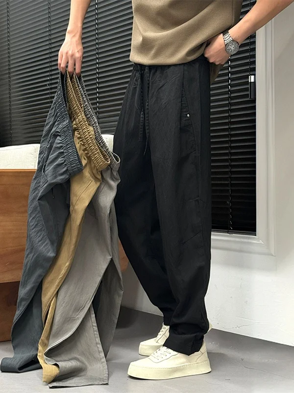 

Spring Summer Men's Casual Loose Straight Leg Trousers American Functional Sle Wide Leg Pants Breathable Comfortable Youthful