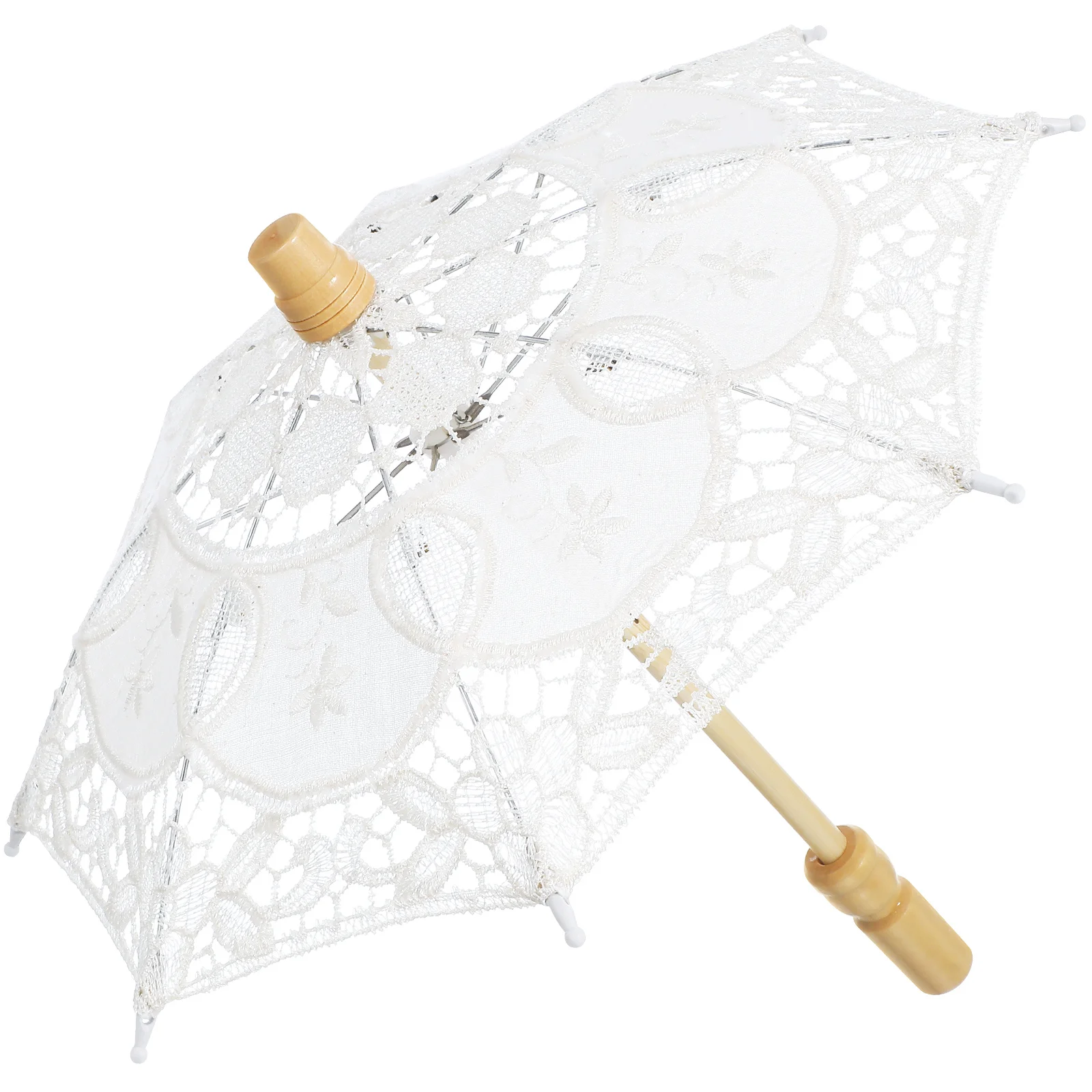 Women Robe Cotton Umbrella Lace Parasol Ornament Veil Embroidery Costume Photography Prop White Bridal Child