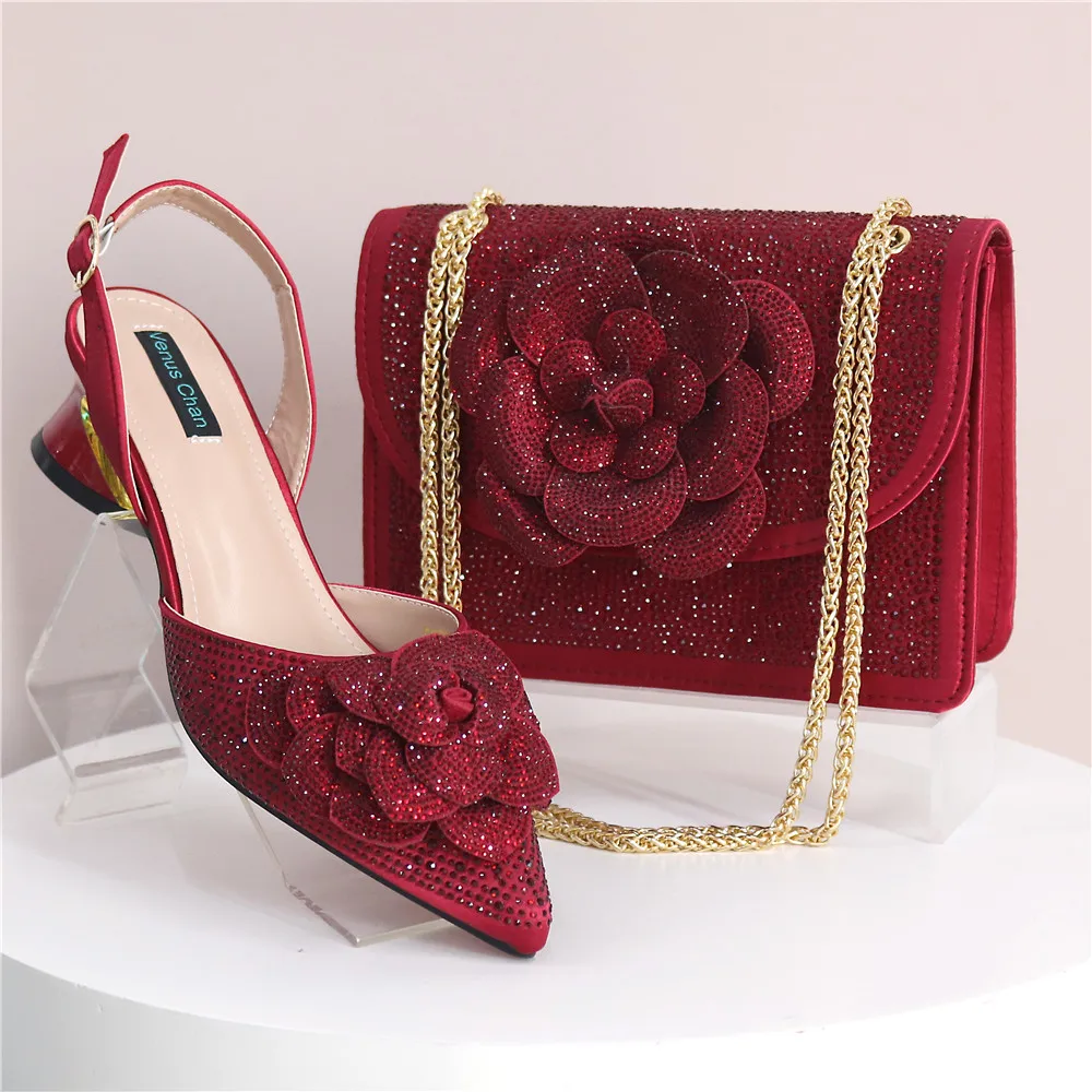 Spitze Spitze neuesten bunten Pailletten und Diamant Schmetterling Design Damenschuhe und Taschen Set schwarze Farbe – Detail 22
