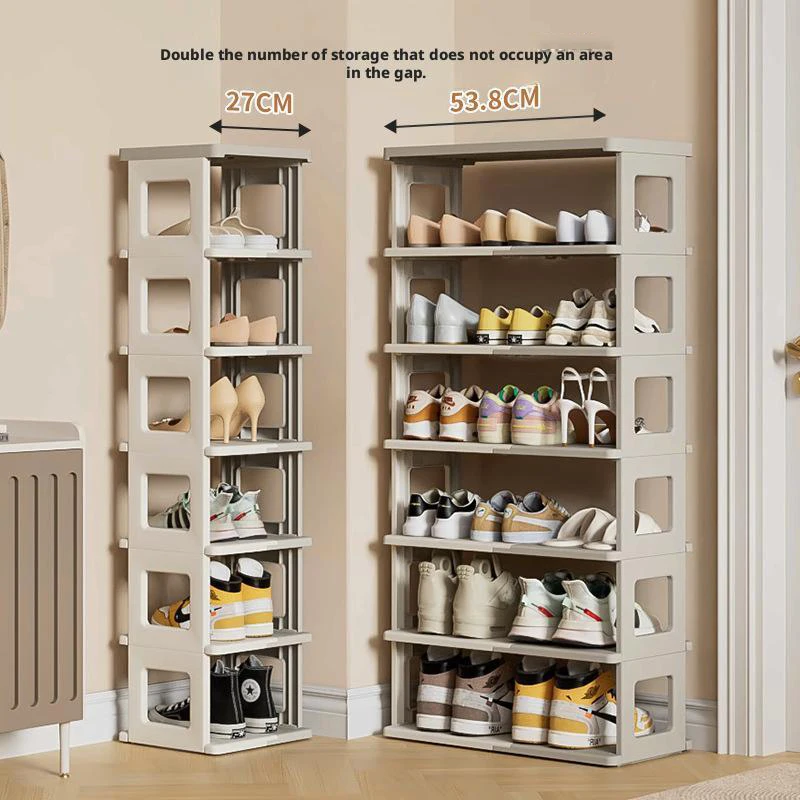

Foldable Shoe Rack Entryway Stackable Tower Shelf Plastic Cabinet Multi-Function Furniture Shoes Organizer Boots Storage Shelves