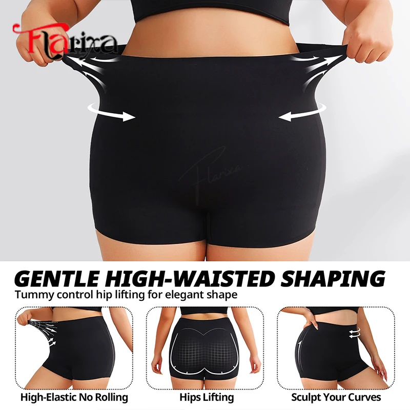 Flarixa Plus Size High Waist Safety Pants Women Under Skirt Boxers High Elastic Underwear Panties Anti Chafing Thighs Shorts