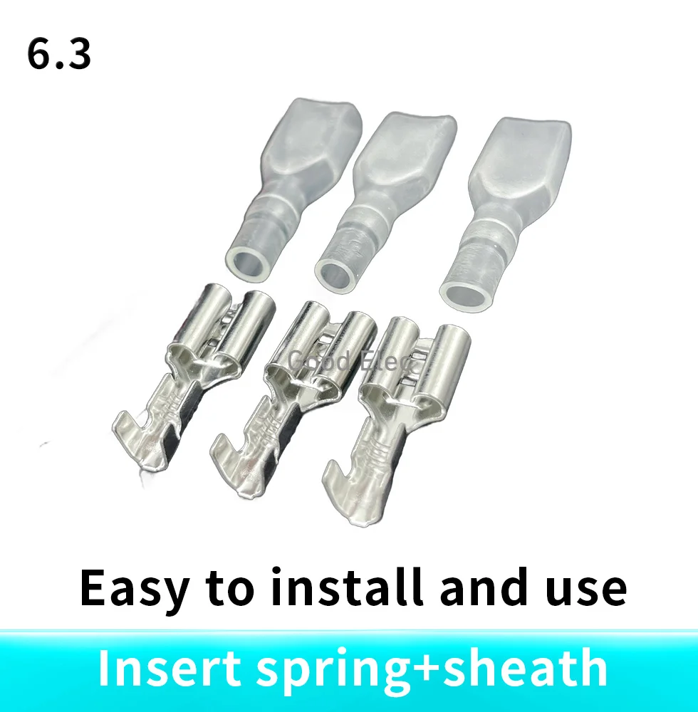 6.3 mm with transparent sheath inserted spring 6.3mm Female connector terminal Faston with insulator for wire