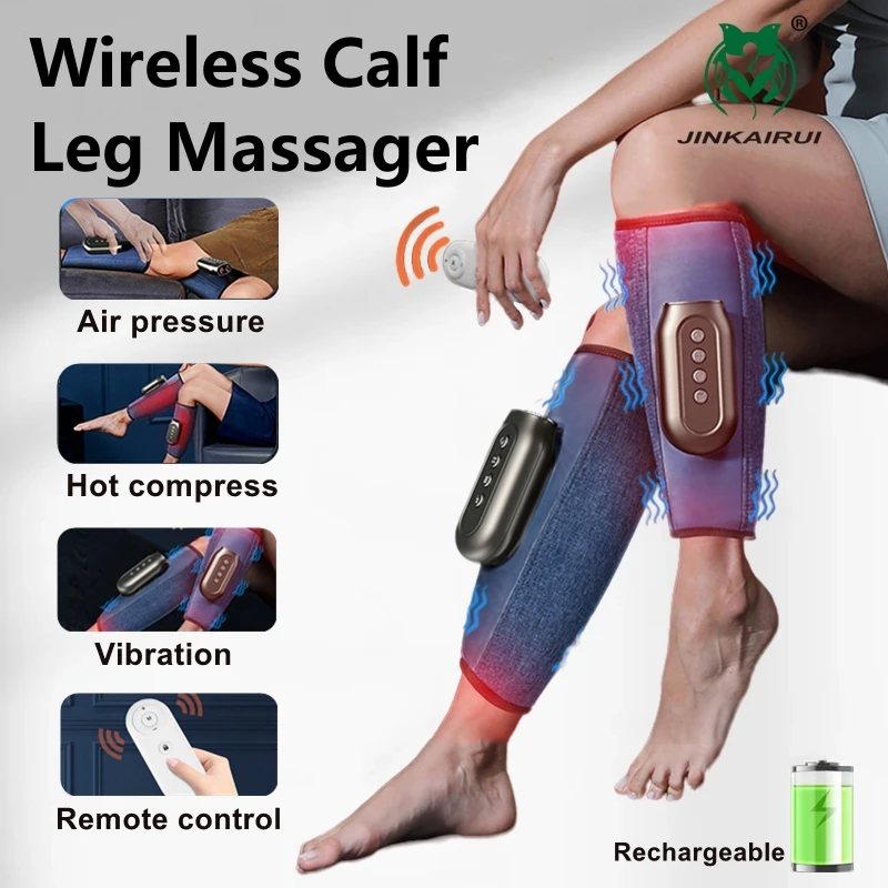 

Jinkairui Electric Pneumatic Calf Leg Massager Full Wrapped Air Compression Vibration Massage Wireless Protable Relaxation Gift