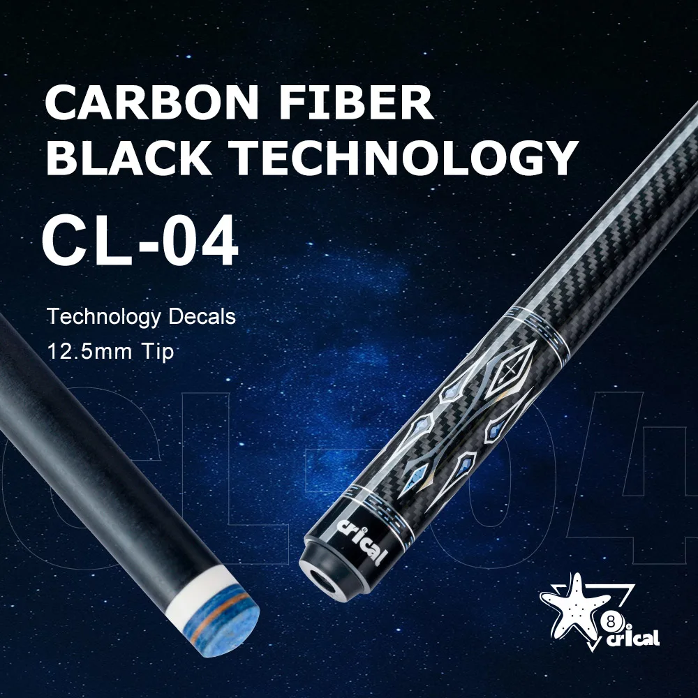 

CRICAL бильярдный кий из углеродного волокна CL-04 с низким дефектом, радиальный наконечник 12,5 мм, профессиональные 1/2 бильярдные кии