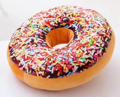 38cm 3D Donut Kussen Schattig Pluche Rond Taart Kussen Sofa Zitkussen Kantoor Napmat Beste Verjaardagscadeau voor Kinderen Huisdecoratie