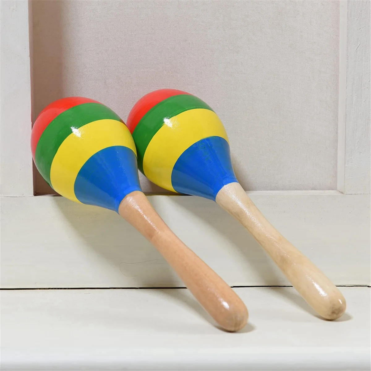 Chocalhos de percussão manual Maracas, instrumento musical de madeira Rumba Shaker para crianças e adultos, conjunto de 2