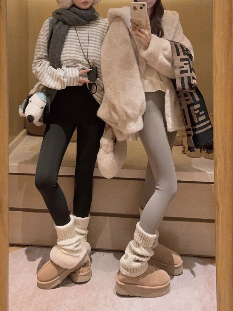 

Юкисс Fce Lined ковчег Брюки с высокой талией Брюки-ботинги с дизайном талии Повседневные длинные леггинсы с высокой талией