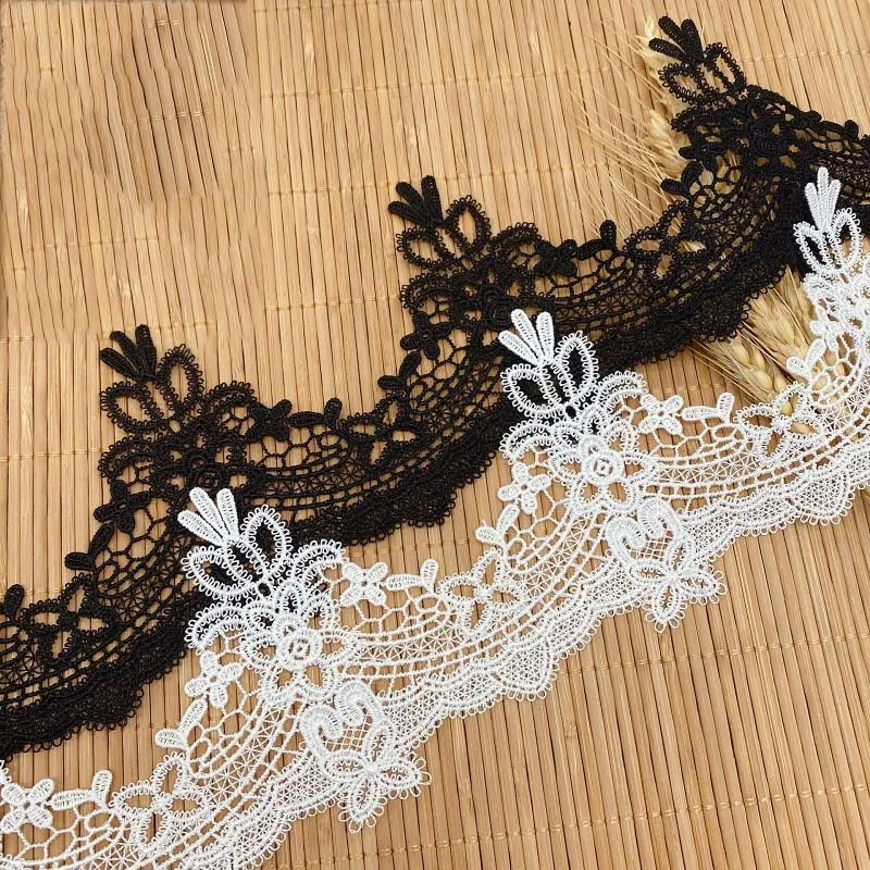 

30Yards Black White 8cm Embroidered Water Soluble Lace Fabric DIY Garment Accessories Lace Trim Sewing Craft