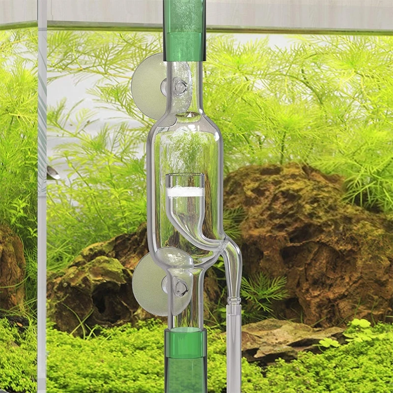 D0AD CO2 Diffuser Inline Glass Atomizer for Aquarium Planted for Tank with Strong Suction Cups High CO2 Dissolution Rate 3/4