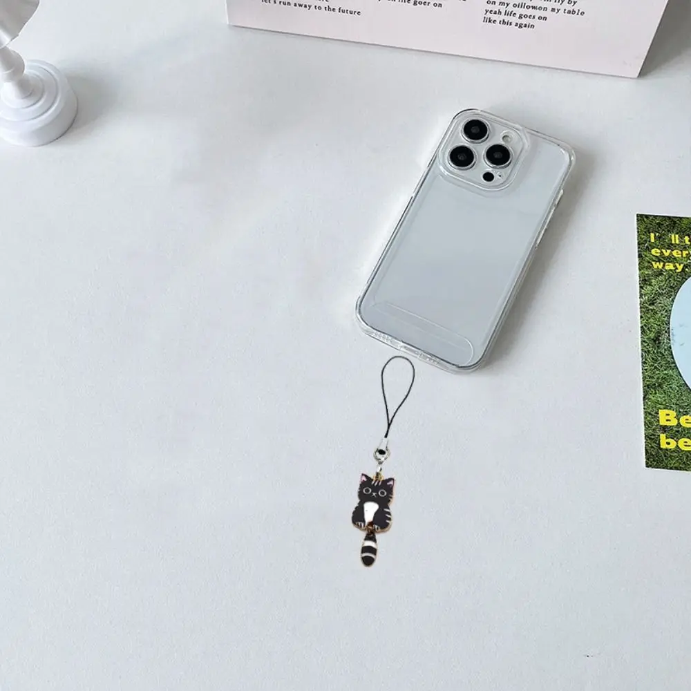 子猫ペンダント猫型携帯ストラップ尻尾が動く紛失防止Y2K携帯チャーム携帯電話チェーンキーホルダー携帯ストラップ女性女の子向け