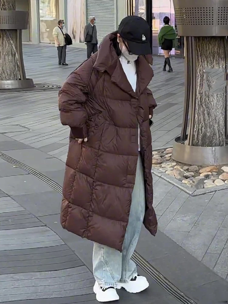 

New Winter 2025 Women's Faion High-End Color Cotton Quilt Sle White Du down Jaet Coat Thiened Mid-Length