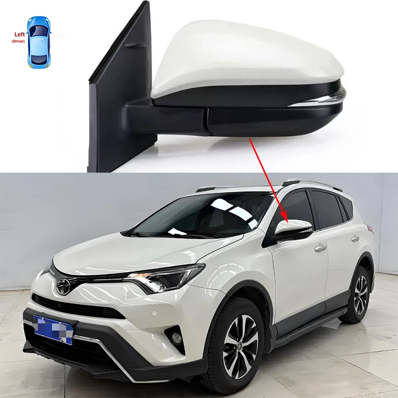 Car Rearview Side Mirror Assy For TOYOTA RAV4 2014-2018 2019 Turn Signal Heating and Blind Spot Folding Function 5/9/10PINS