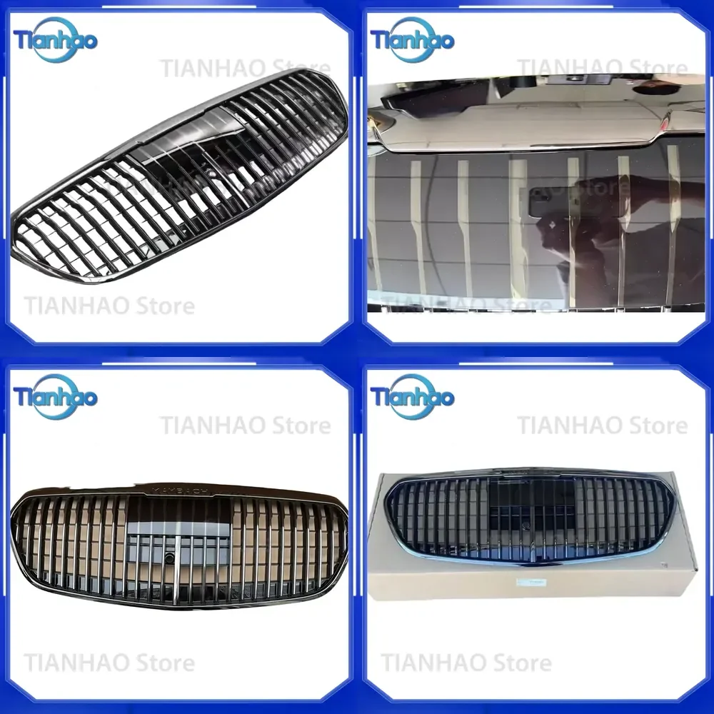 for Mercedes Maybach W223 S450 S580 S680 Front Bumper Grille Smoked Black Polar Black Electroplated Radiator Grille