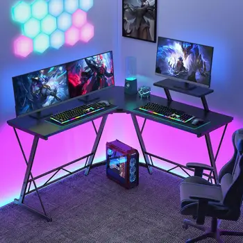 Image Gaming Furniture Gamer Desk,gaming Desk,L Shaped Gaming Desk Corner Computer Deskcomputer Desk Thick Tables & Desks,black Comput