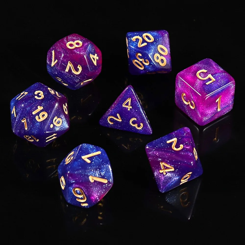 7PCS/Set Double-Colors Pearlescent Dice Polyhedral Digital Acrylic Dice Durable Acrylic Cube Mixed Color Dice for Math Teaching