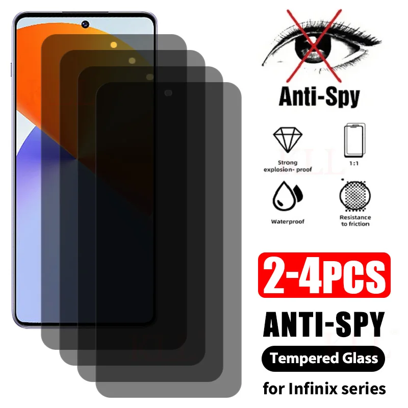 

2-4pcs Privacy Anti-spy Tempered Glass For Infinix GT 20 10 Pro Anti-peep Screen Protector Infinix Note 40 30 VIP 30i Glass