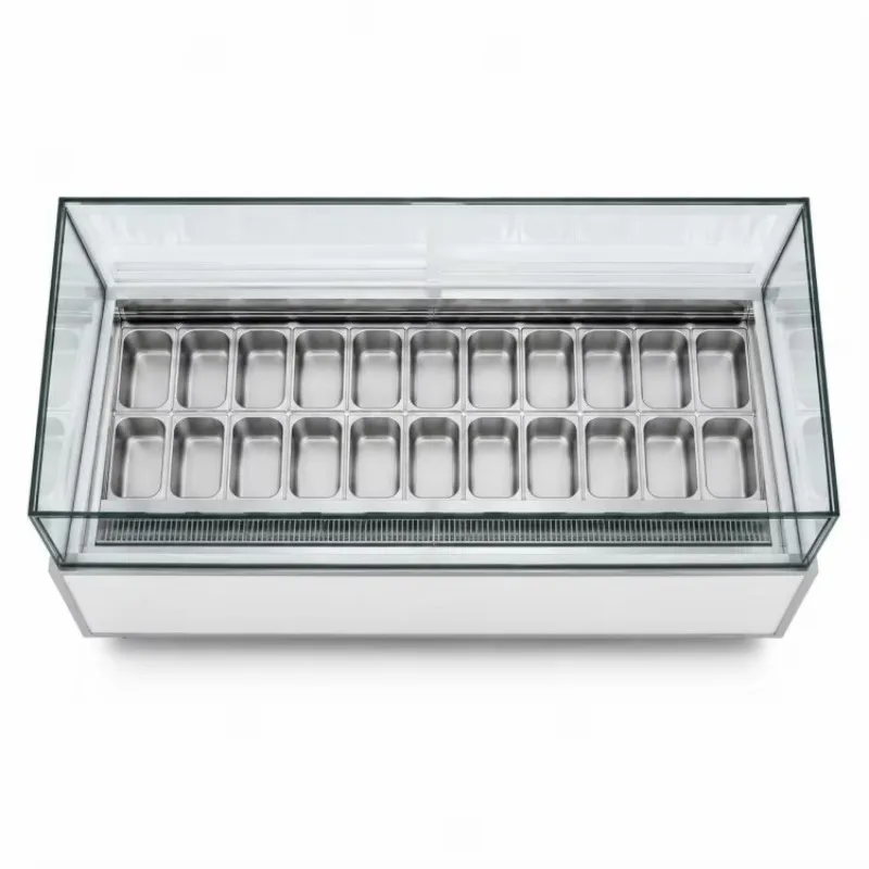 Airo -18° Glass Door Gelato Showcase 18 Pans Display Ice Cream Freezer Ready to Ship