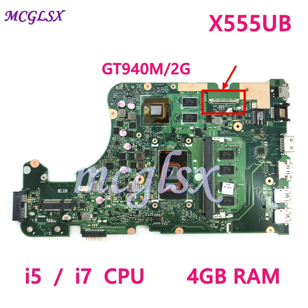 

X555UB 4G RAM I5-6200/ I7-6500CPU GT940M/2G Motherboard For Asus X555U X555UJ X555UF X555UQ X555UB A555U K555F Mainboard Used