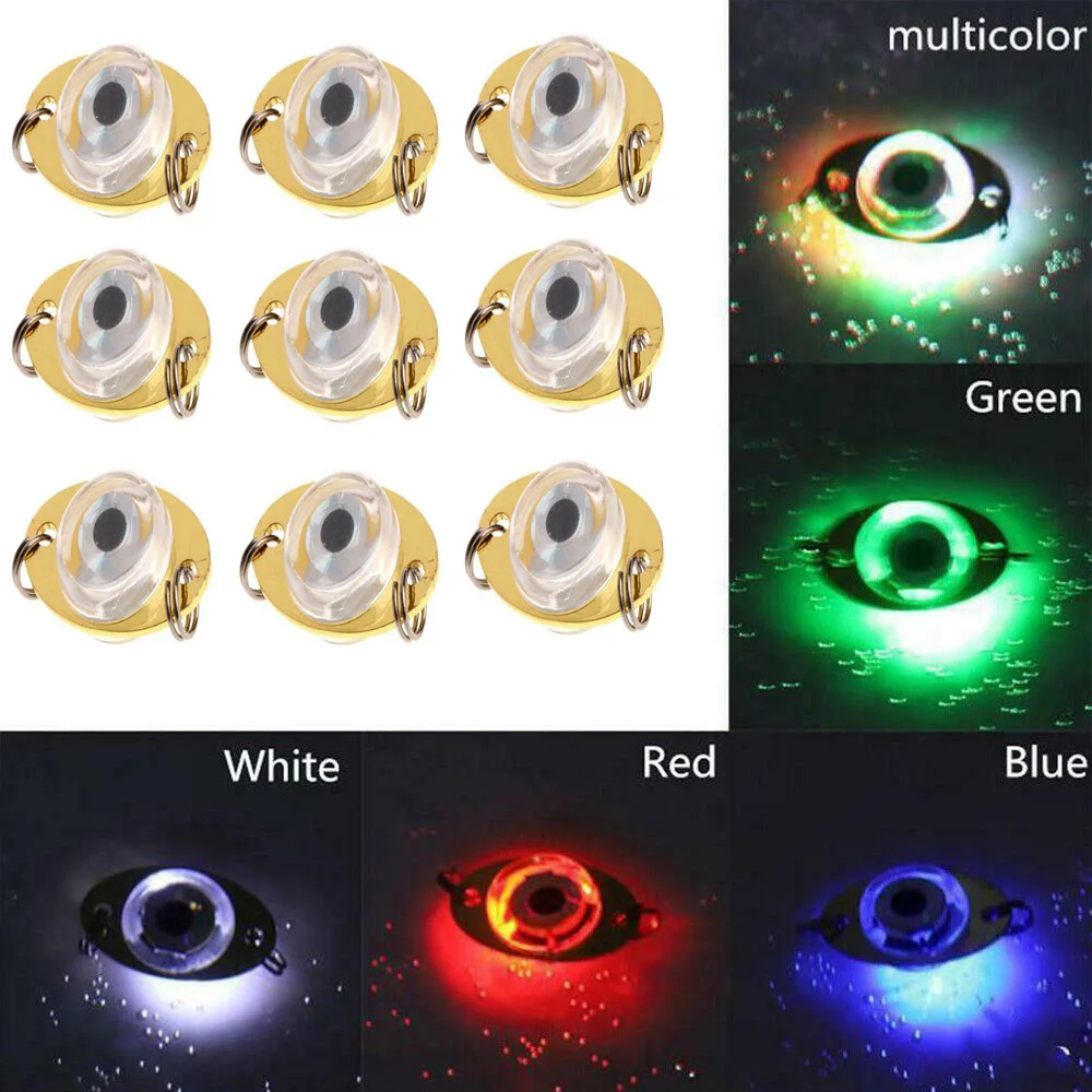 10Pcs/lot LED Deep Drop Fishing Attraction Lure Underwater Eye Shape Fishing Squid Bait Fish Lure Light Flashing Lamp Pesca Lure