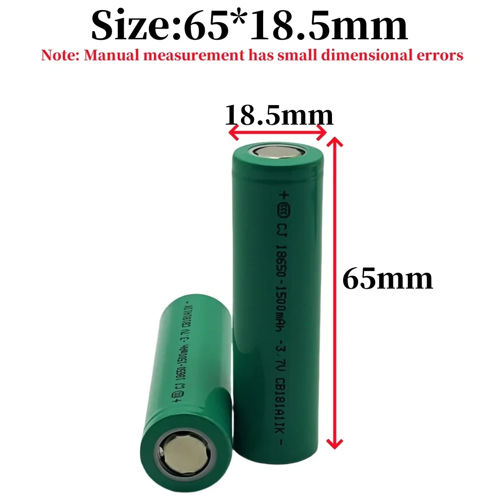 100% Real Capacity 18650 3.7V 1500mAH Lithium Ion Rechargeable Battery, Suitable for Various Electronic Products