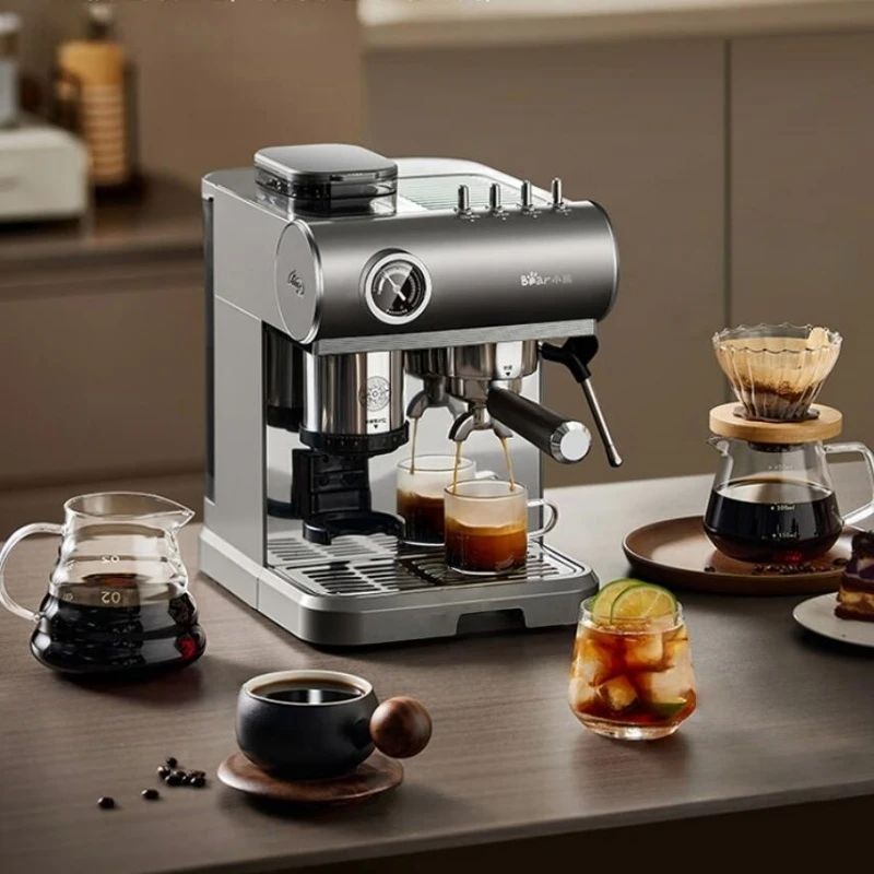 ماكينة صنع القهوة الإيطالية شبه الأوتوماتيكية بير 220 فولت، ماكينة طحن حبوب البن المطحونة الطازجة
