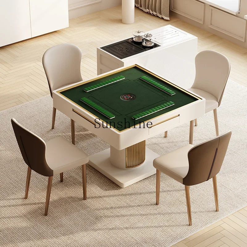 

Mahjong tea table and chair folding rock slab combination integrated dual-purpose modern simple household small apartment