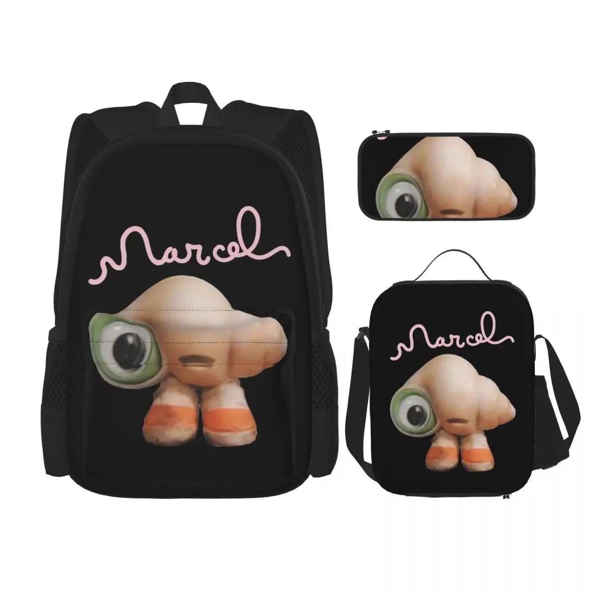 Marcel The Shell With Shoes On Live Action Backpacks Boys Girls Bookbag School Bags Rucksack Lunch Bag Pen Bag Three-Piece Set